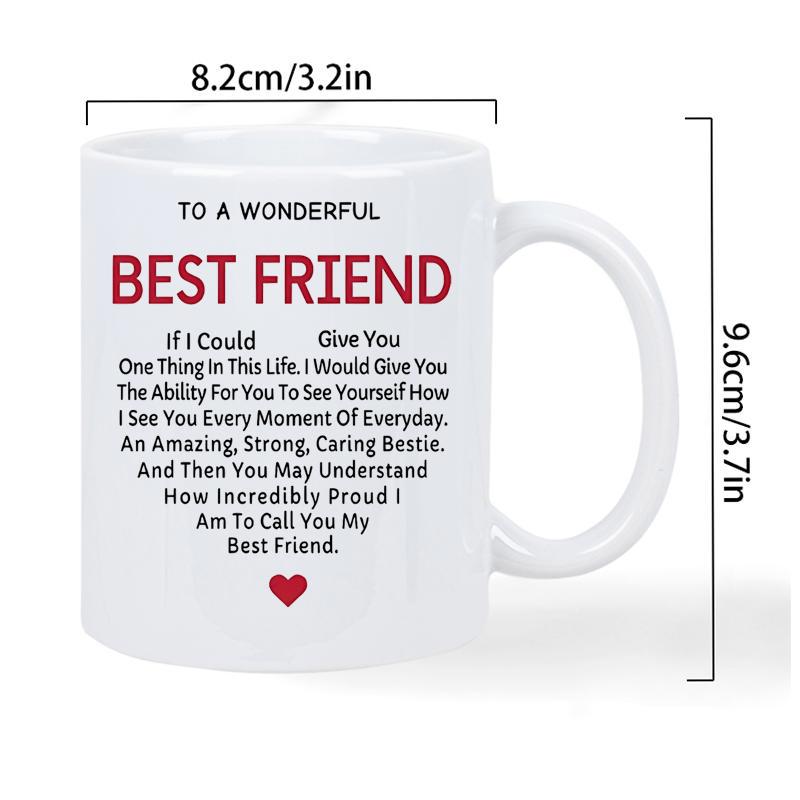 Tailorly White Ceramic 11 oz Mug - To A Wonderful Best Friend Minimalist White Ceramic Finish Featuring A Small Red Heart Beneath Text Mug