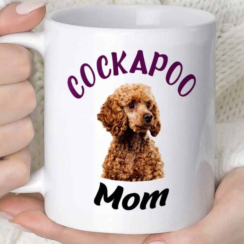 Tailorly White Ceramic 11 oz Mug - Cockapoo Mom Adorable Brown Dog Portrait With Curly Fur And Gentle Eyes Cockapoo