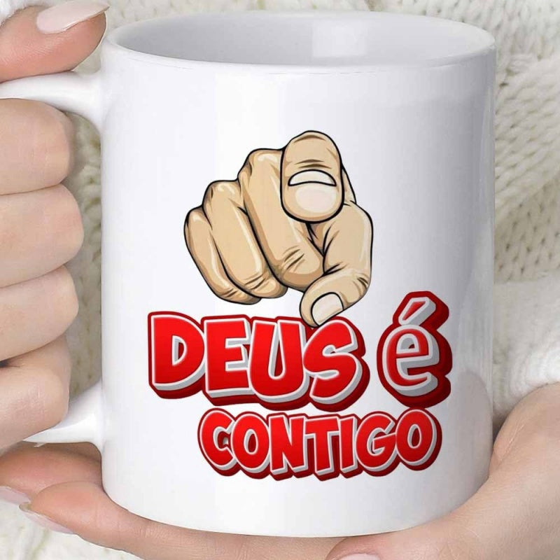 Tailorly White Ceramic 11 oz Mug - Cartoon Style Human Hand Pointing Forward With Bold Outlines And Shading Hand