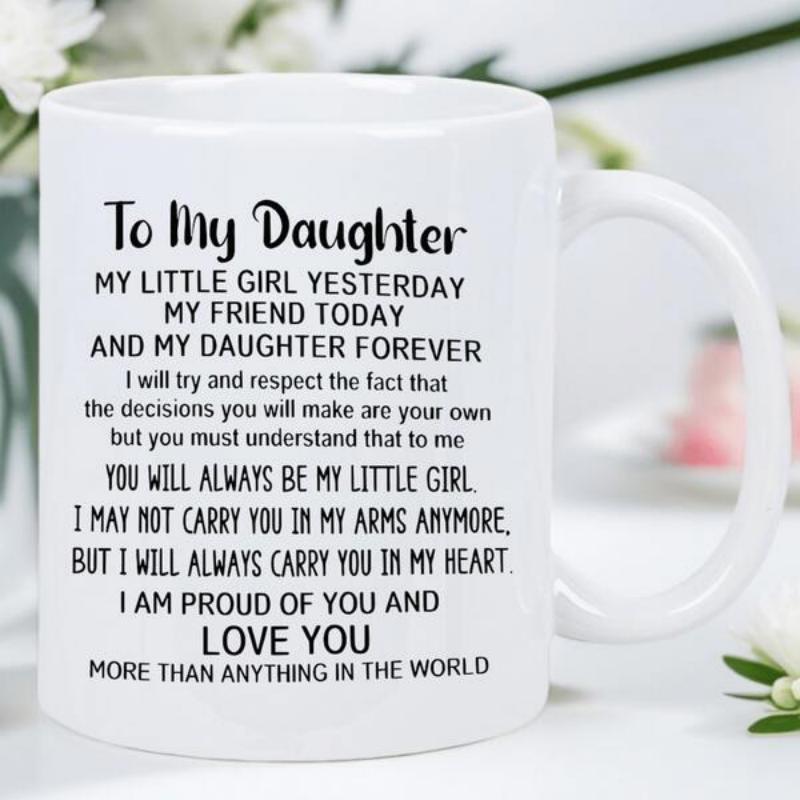 Tailorly White Ceramic 11 oz Mug - To My Daughter My Little Girl Simple Minimalist Ceramic Drinkware With Elegant Handle And Smooth Surface Mug