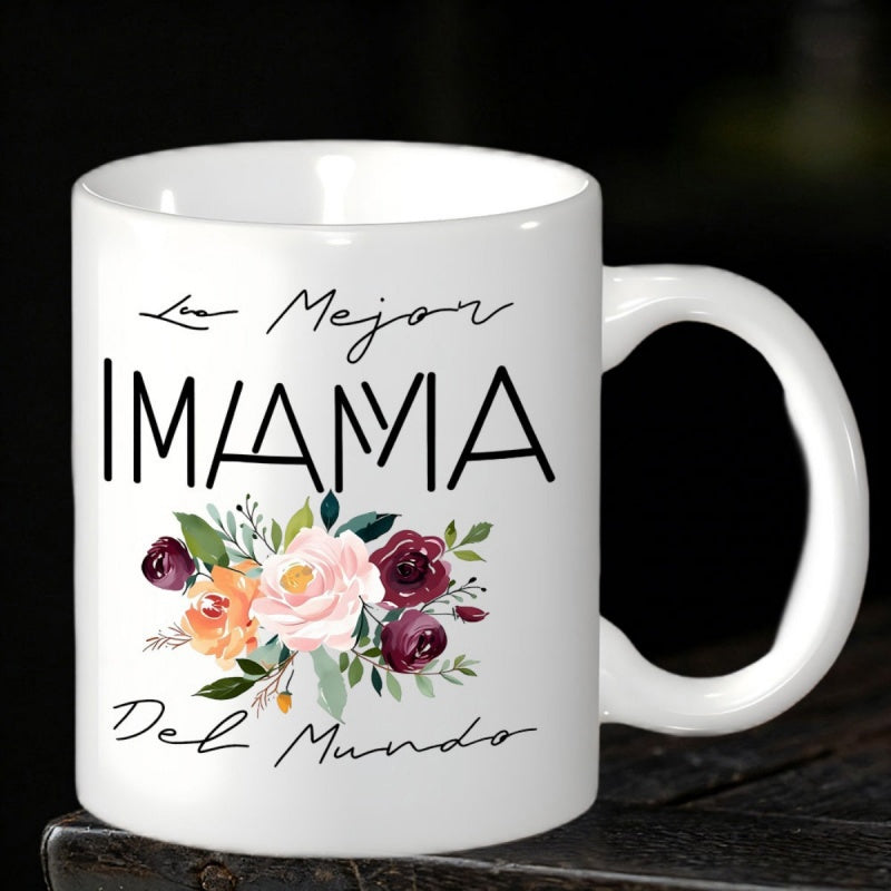 Tailorly White Ceramic 11 oz Mug - Elegant Floral Arrangement Featuring Soft Pink And Purple Blooming Flowers Bouquet