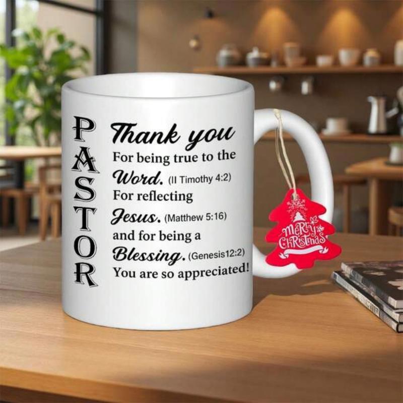 Tailorly White Ceramic 11 oz Mug - Thank You Pastor Jesus Blessing Appreciated Classic White Ceramic Vessel Featuring Inspiring Scriptural Gratitude Quotes Mug