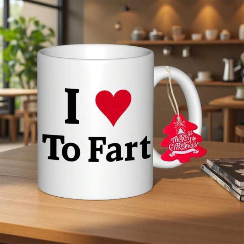 Tailorly White Ceramic 11 oz Mug - I To Fart Minimalist Vibrant Red Heart Icon Centered On Polished Heart