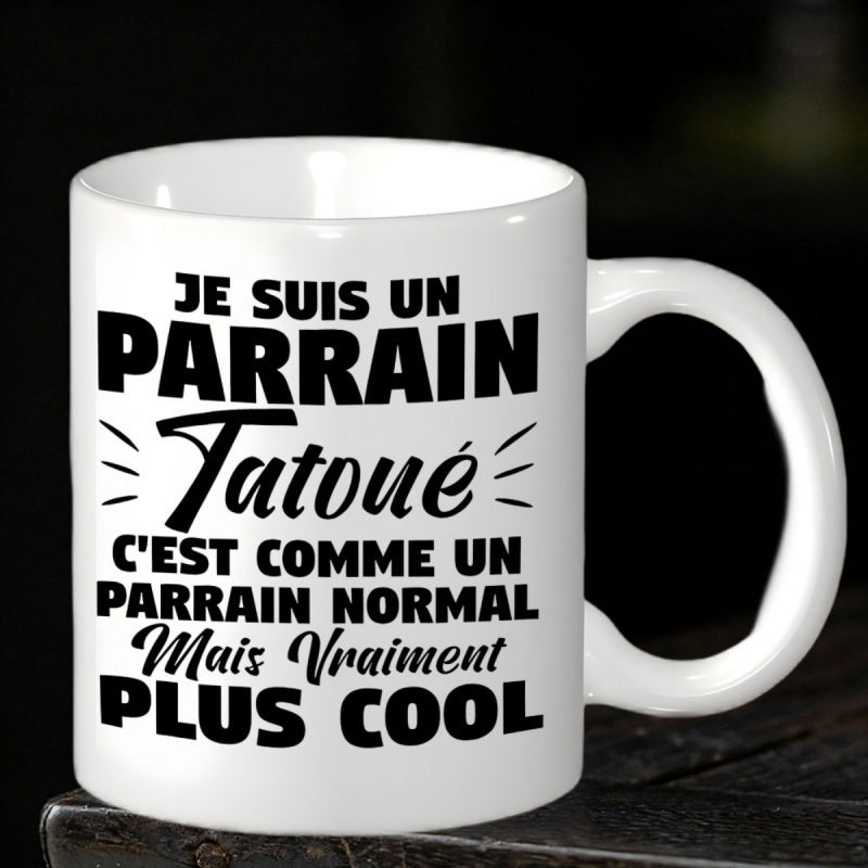 Tailorly White Ceramic 11 oz Mug - Elegant Script Combined With Bold Minimalist Typography On Sleek