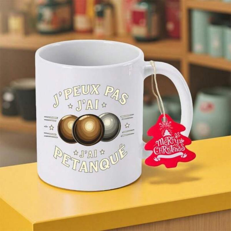 Tailorly White Ceramic 11 oz Mug - Three Metallic Spheres Resting Together On A Clean White Background Boules