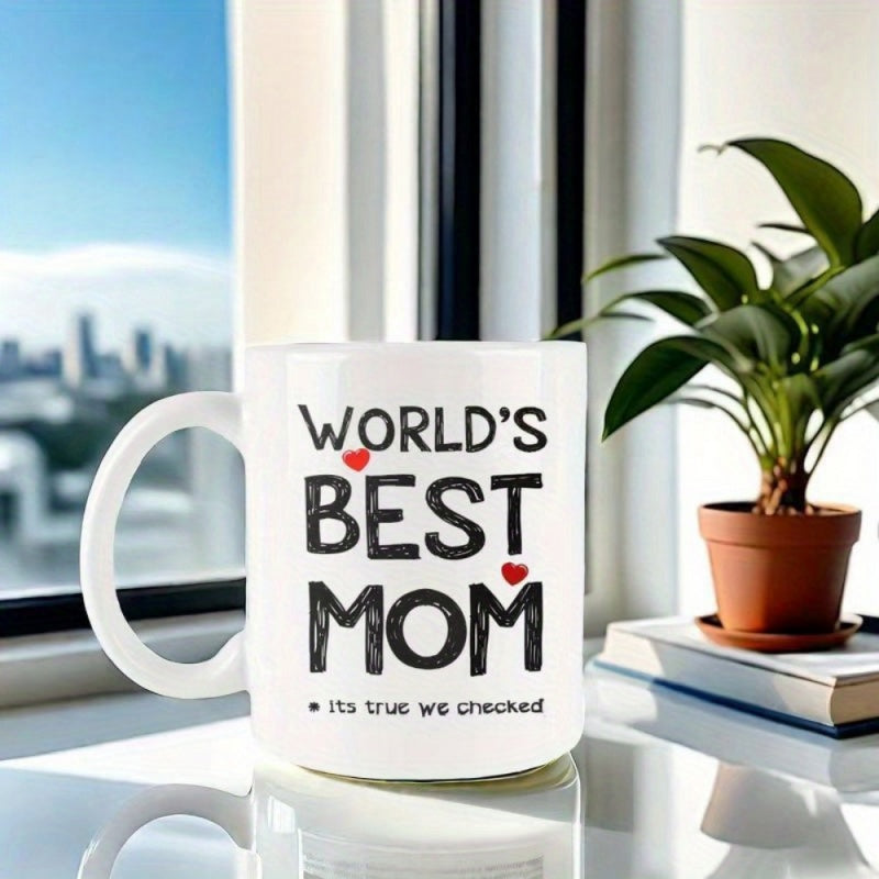 Tailorly White Ceramic 11 oz Mug - Worlds Best Mom Its True We Checked White Ceramic Material With Playful Hand Drawn Lettering And Small Red Hearts Mug
