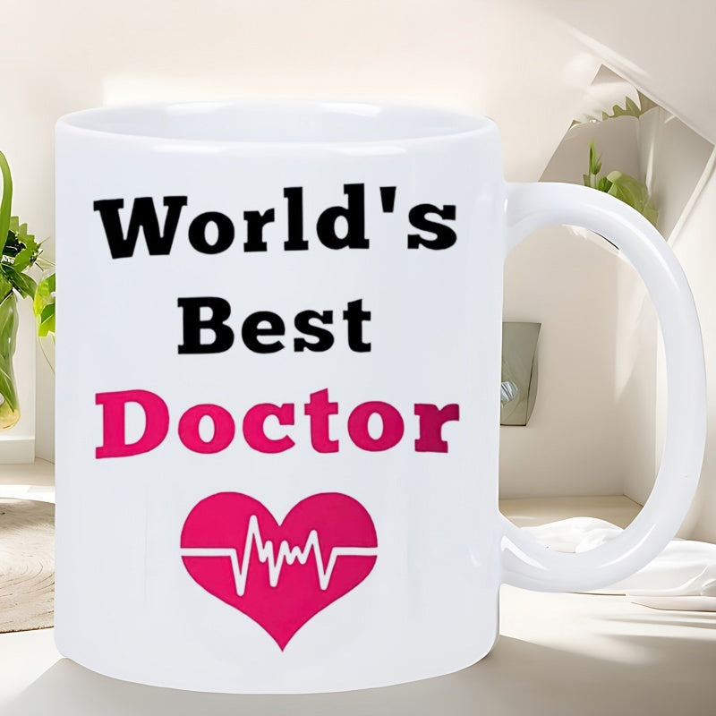 Tailorly White Ceramic 11 oz Mug - Worlds Best Doctor Medical Rhythm Line Pulsing Inside A Vibrant Pink Symbol Heart