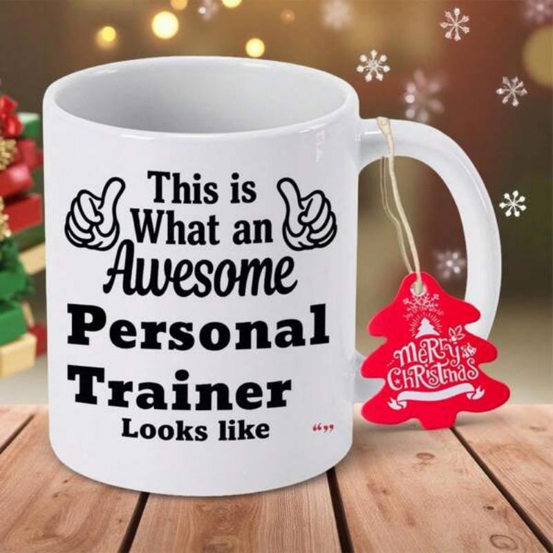 Tailorly White Ceramic 11 oz Mug - This Is What An Awesome Personal Trainer Looks Like Polished Featuring Hand Drawn Thumbs Up Illustration Mug