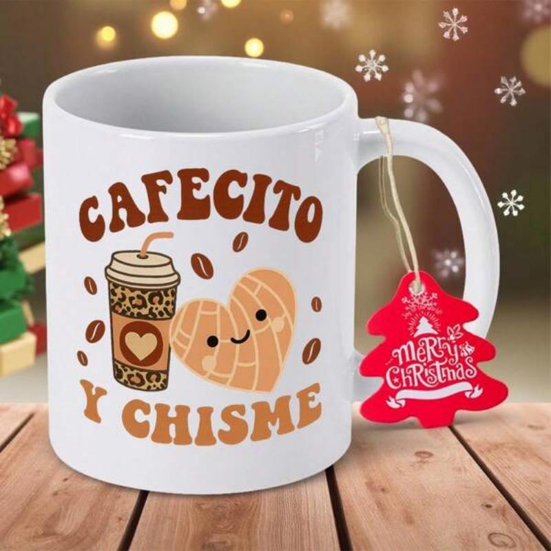 Tailorly White Ceramic 11 oz Mug - Charming Smiling Heart Shaped Sweet Bread Among Coffee Beans And Drink Cup