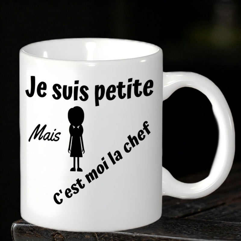 Tailorly White Ceramic 11 oz Mug - Minimalist Silhouette Featuring A Proud Young Lady Standing With Confidence Girl