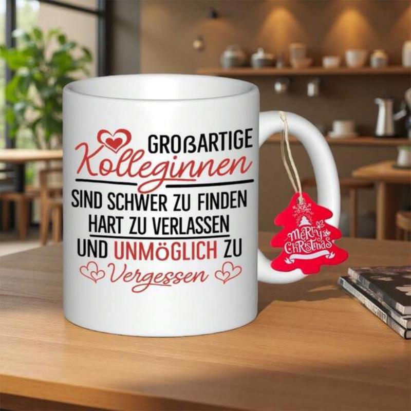 Tailorly White Ceramic 11 oz Mug - Minimalist Featuring Artistic Red Hearts And Script Mug