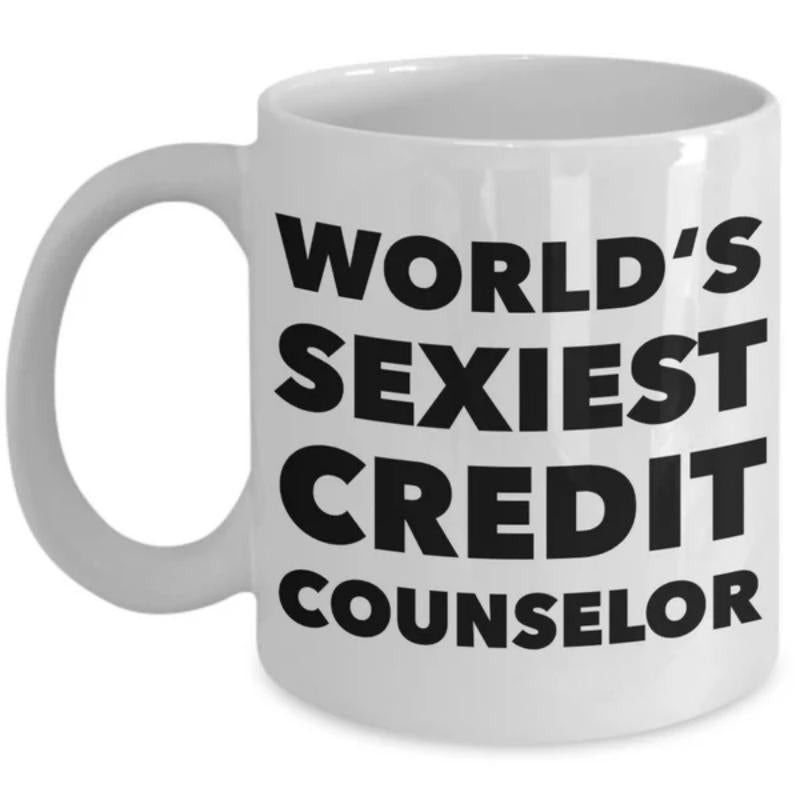 Tailorly White Ceramic 11 oz Mug - Worlds Sexiest Credit Counselor Minimalist Featuring Bold Black Script Professional Humor Mug