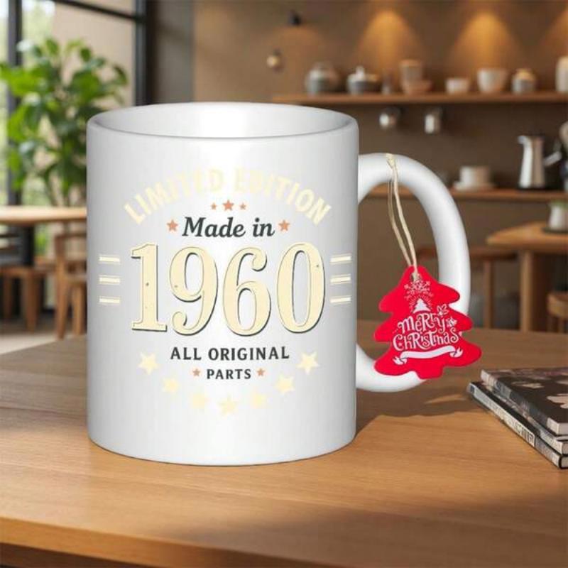 Tailorly White Ceramic 11 oz Mug - Limited Edition Made In 1960 All Original Parts Pure With Vintage Styled Text Surrounded By Stars Mug