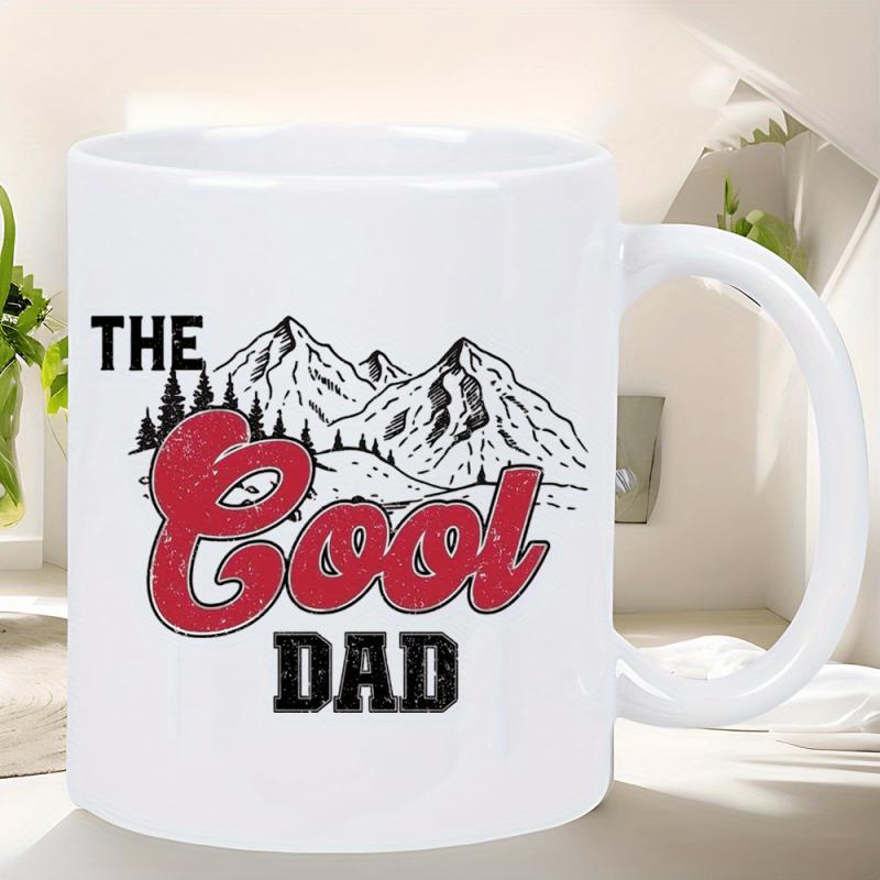 Tailorly White Ceramic 11 oz Mug - The Cool Dad Majestic Jagged Peaks Rising Above Pine Trees With Retro Style Lettering Mountain