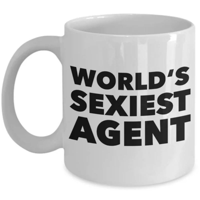 Tailorly White Ceramic 11 oz Mug - Worlds Sexiest Agent Bold Black Minimalist Typography Printed On Smooth Ceramic Mug