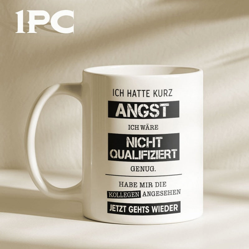 Tailorly White Ceramic 11 oz Mug - White Ceramic Material With Minimalist Horizontal Black Bars And Elegant Layout Mug