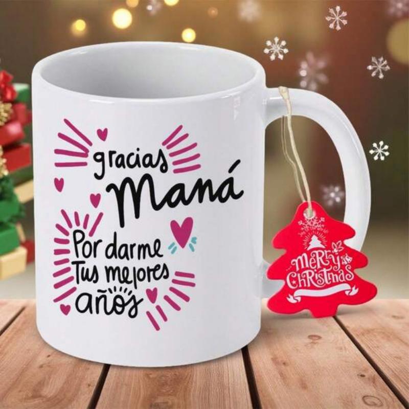 Tailorly White Ceramic 11 oz Mug - Merry Christmas Simple Featuring Decorative Hearts And Sweet Sentimental Text Mug