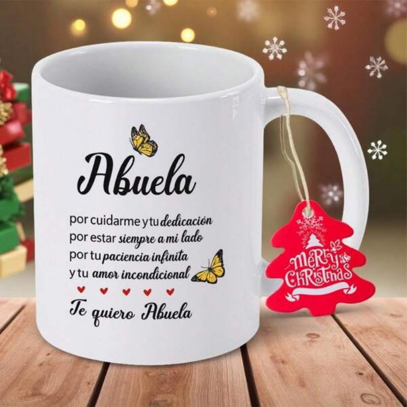 Tailorly White Ceramic 11 oz Mug - Delicate Yellow Wings Fluttering Gracefully Near Tiny Red Decorative Hearts Butterfly