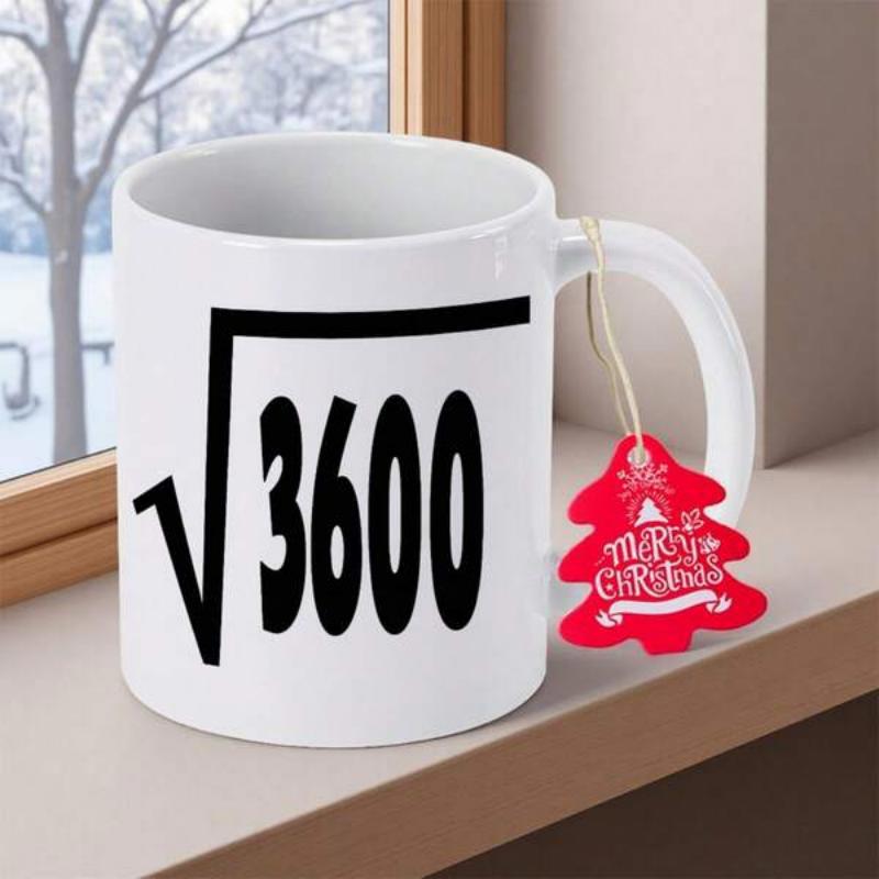 Tailorly White Ceramic 11 oz Mug - Merry Christmas Minimalist Mathematical Square Root Symbol Printed On A Smooth