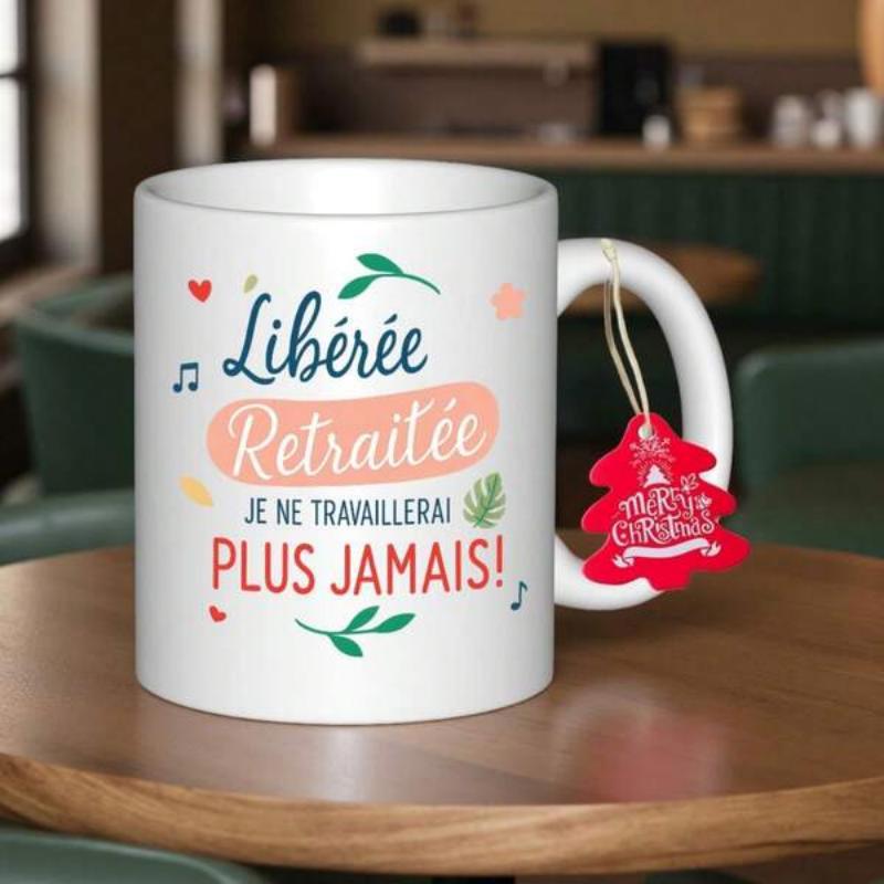 Tailorly White Ceramic 11 oz Mug - Delicate Green Leaves With Colorful Music Notes And Small Red Hearts Illustration