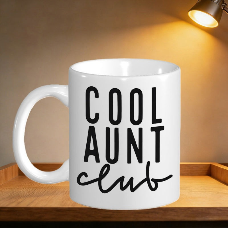 Tailorly White Ceramic 11 oz Mug - Cool Aunt Club Minimalist Bold Typography Set Against A Simple Pure White Background Mug