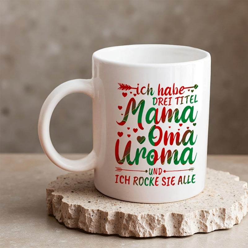 Tailorly White Ceramic 11 oz Mug - With Symmetric Hearts And Tribal Inspired Arrows Mug