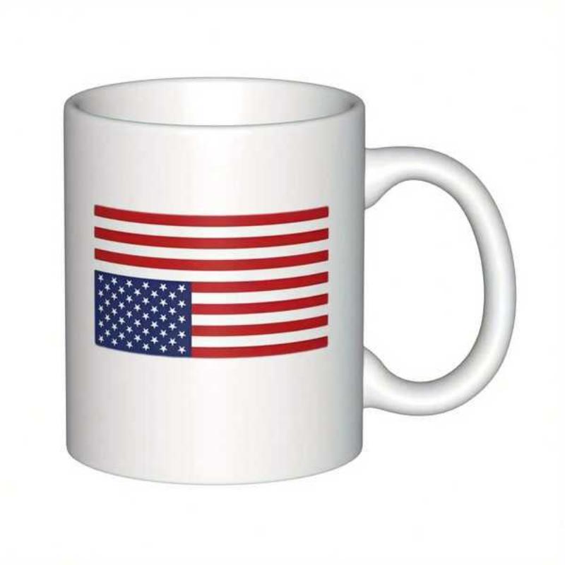 Tailorly White Ceramic 11 oz Mug - Patriotic Stripes And Stars Displaying National Pride With Classic Vibrant Colors Flag