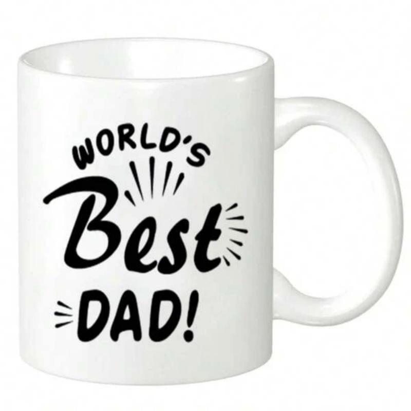 Tailorly White Ceramic 11 oz Mug - Worlds Best Dad Clean Minimalist Ceramic Style With Radiating Sunburst Lines And Bold Typography Mug
