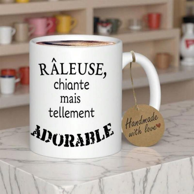 Tailorly White Ceramic 11 oz Mug - Handmade With Love Elegant With Bold Black Lettering Minimalist Style Modern Mug