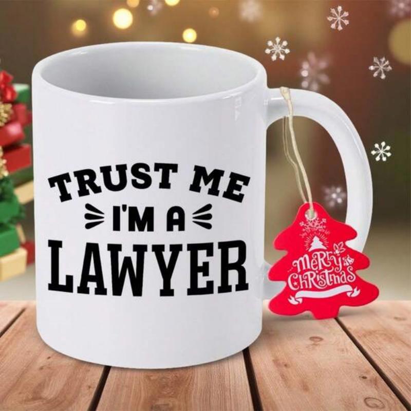Tailorly White Ceramic 11 oz Mug - Trust Me Im A Lawyer Minimalist Bold Black Typography Printed On Durable Smooth Surface Morning Coffee Mug