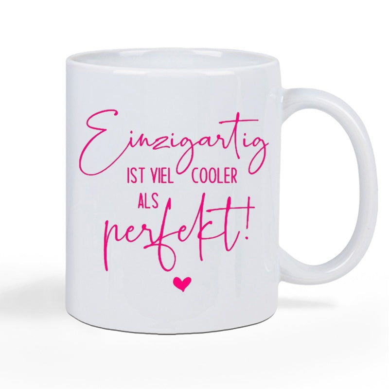 Tailorly White Ceramic 11 oz Mug - Elegant White Ceramic Featuring Pink Script Lettering And Heart Mug