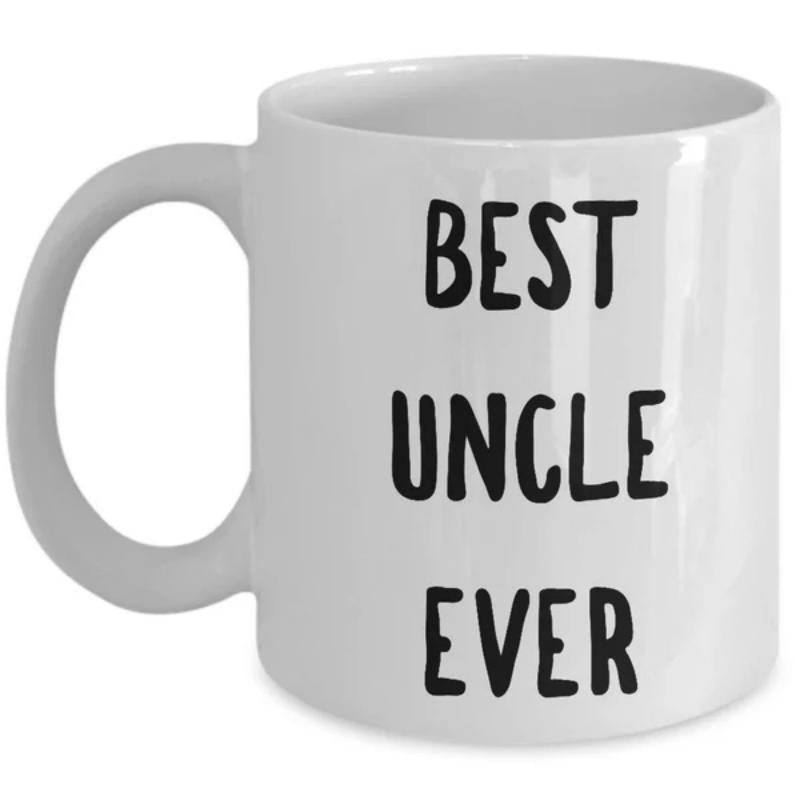 Tailorly White Ceramic 11 oz Mug - Best Uncle Ever Bold Hand Lettered Simple Minimalist Black Ink Style Typography Design Mug