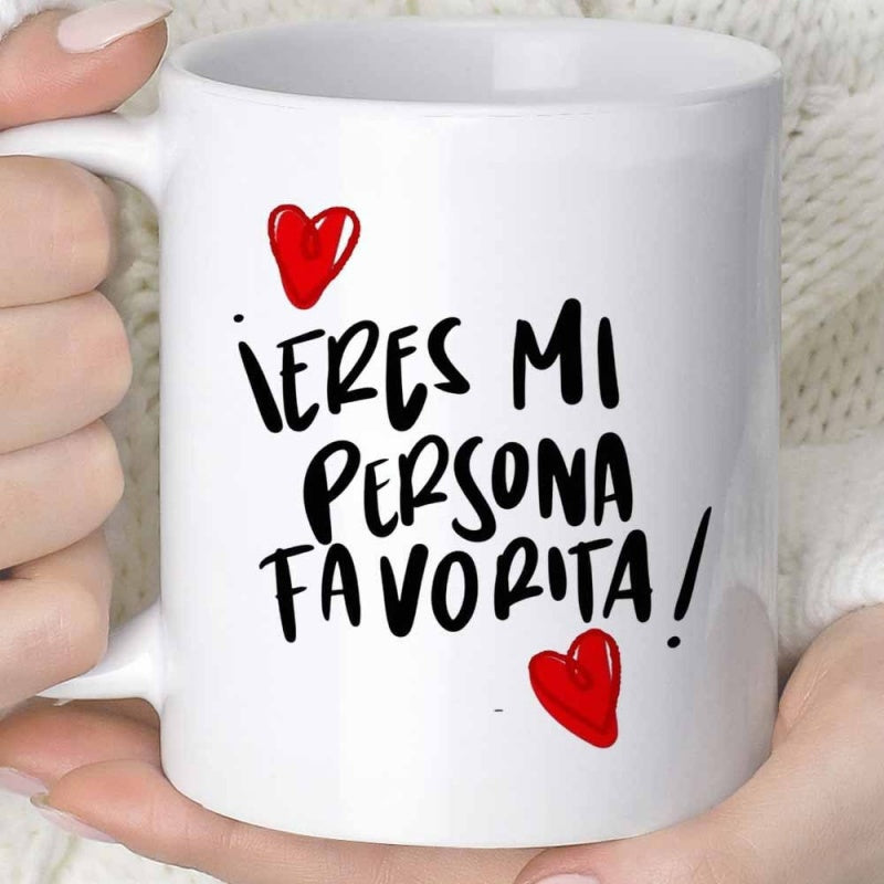 Tailorly White Ceramic 11 oz Mug - Vibrant Red Hand Drawn Hearts Floating In Simple Minimalist Space Heart