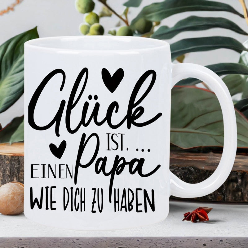Tailorly White Ceramic 11 oz Mug - Artistic Black Script With Small Hearts Over Clean