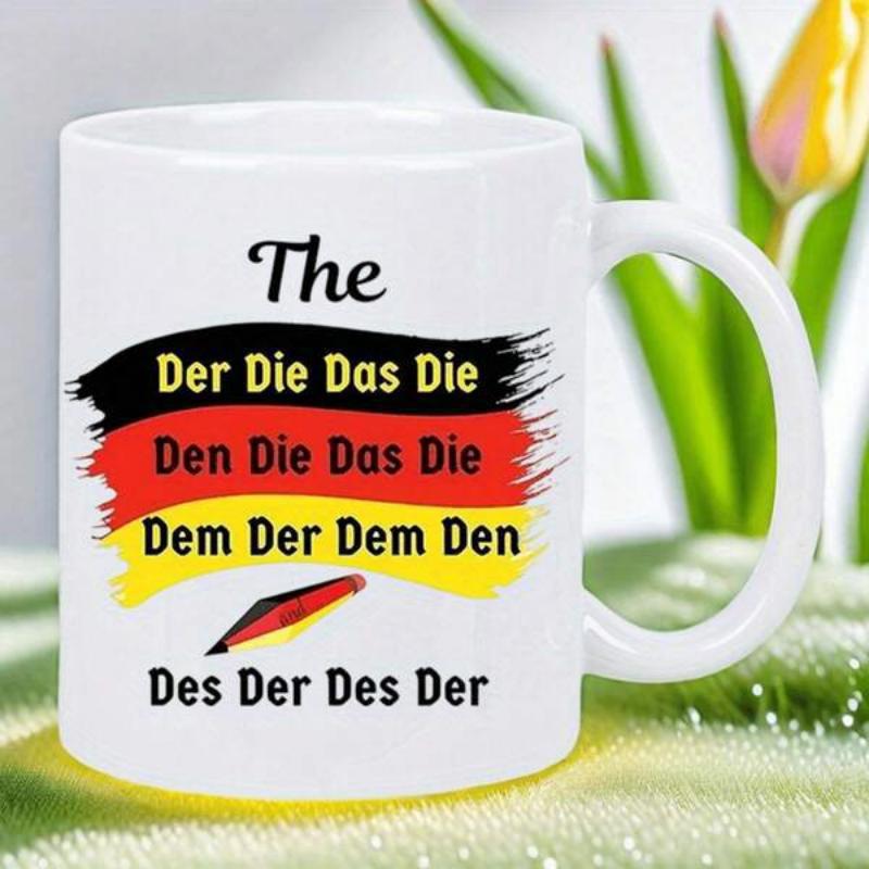 Tailorly White Ceramic 11 oz Mug - The Abstract Brush Stroke German National Flag With Striking Patriotic Colors Design Mug