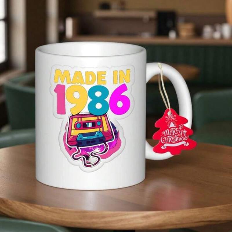 Tailorly White Ceramic 11 oz Mug - Made In 1986 Vibrant Retro Aesthetic Featuring A Vintage Colorful Unspooled Cassette