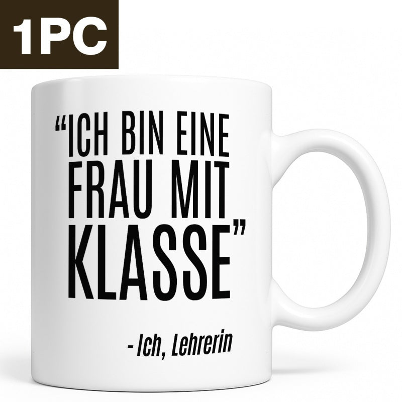 Tailorly White Ceramic 11 oz Mug - Minimalist White Ceramic Drinking Vessel With Solid Handle And Printed Text Mug