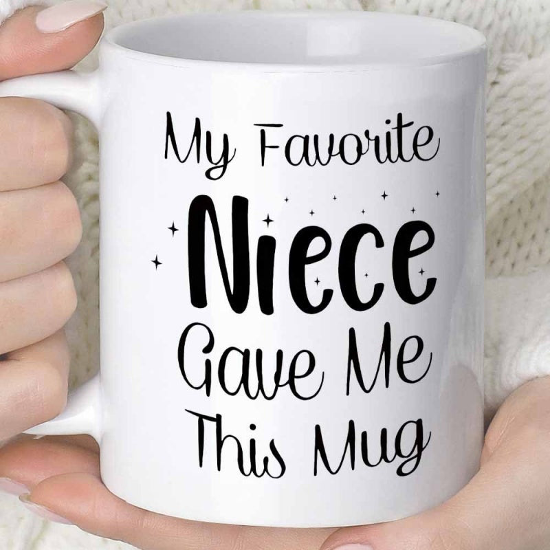Tailorly White Ceramic 11 oz Mug - My Favorite Niece Gave Me This Mug Minimalist Stars And Tiny Dots On Mug
