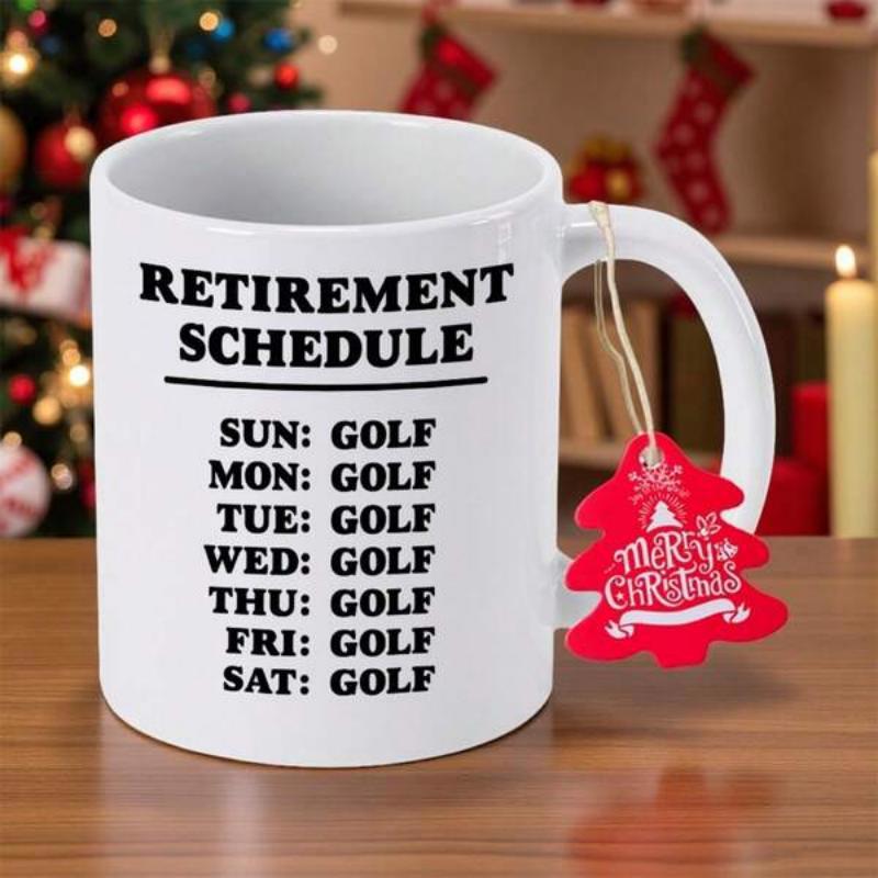 Tailorly White Ceramic 11 oz Mug - Retirement Schedule Golf Minimalist List Layout Detailing A Busy Weekly Sport Routine Professional Mug