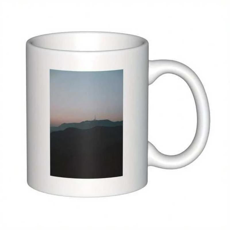 Tailorly White Ceramic 11 oz Mug - Serene Silhouette Of Majestic Peaks Under Soft Twilight Evening Sky Mountain