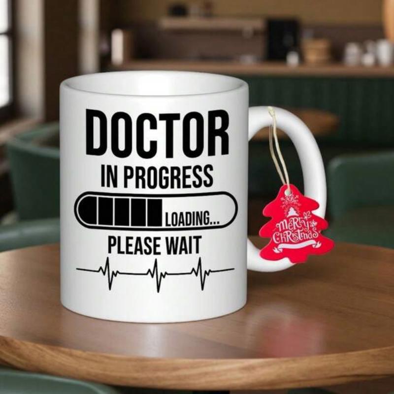 Tailorly White Ceramic 11 oz Mug - Doctor In Progress Loading Please Wait Minimalist Design Featuring A Segmented Loading Bar And Heartbeat Mug