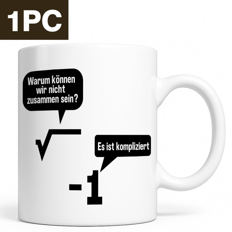 Tailorly White Ceramic 11 oz Mug - Minimalist Black Ink Mathematical Symbols Featuring Square Root On White Background Mug