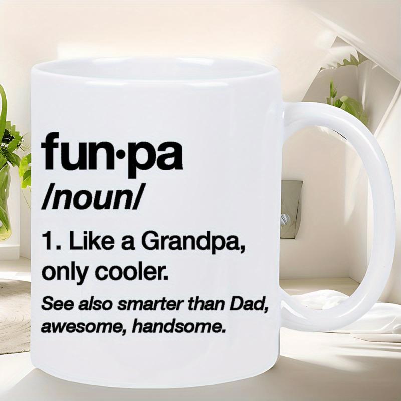 Tailorly White Ceramic 11 oz Mug - Funpa Like A Grandpa Only Cooler Minimalist Dictionary Style Typography With Black Printed Script Surface Mug