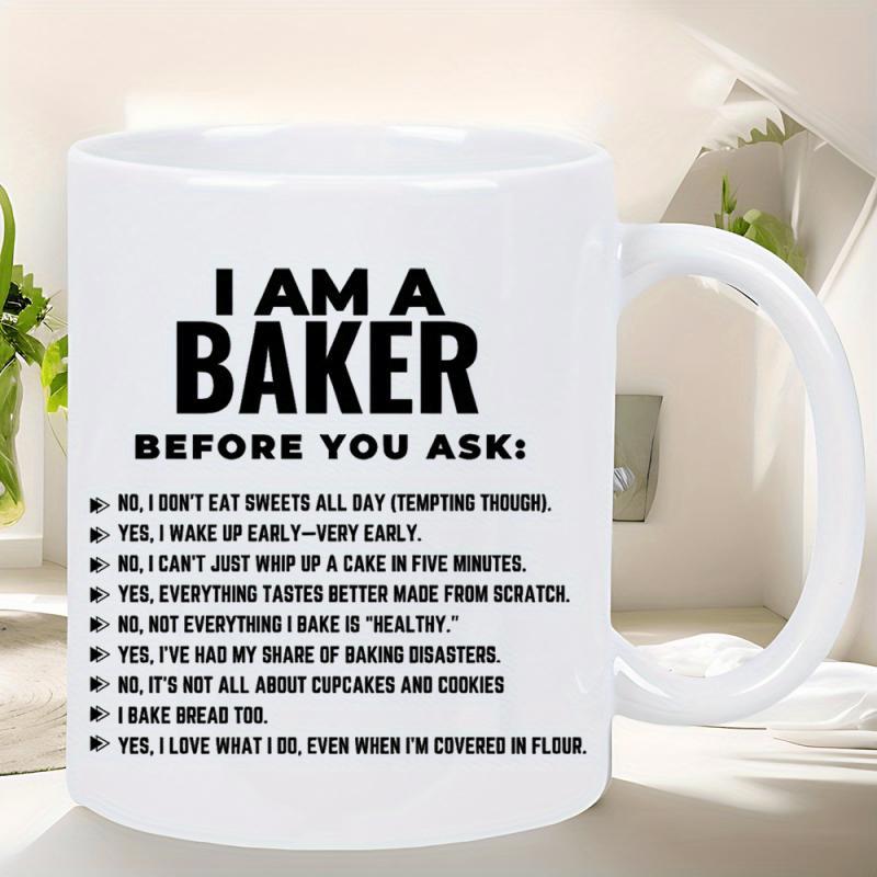 Tailorly White Ceramic 11 oz Mug - I Am A Baker Simple White Surface Decorated With Bold Professional Typography Mug