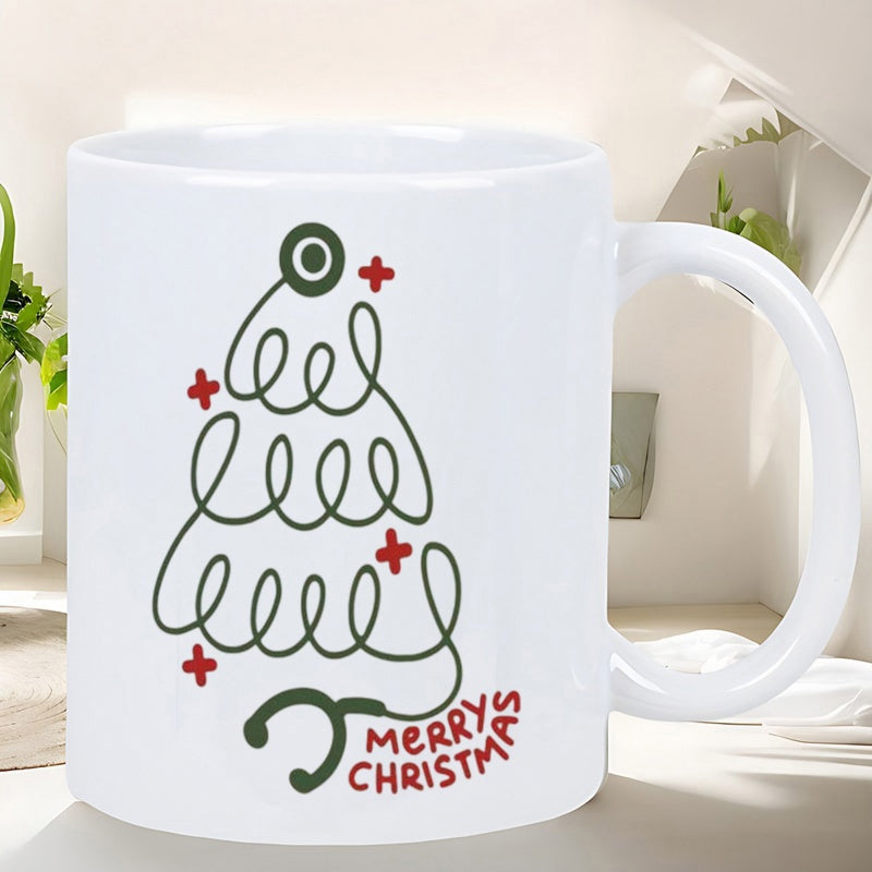 Tailorly White Ceramic 11 oz Mug - Merry Christmas Festive Medical Stethoscope Wire Shaped Into A Creative Holiday Pine Tree
