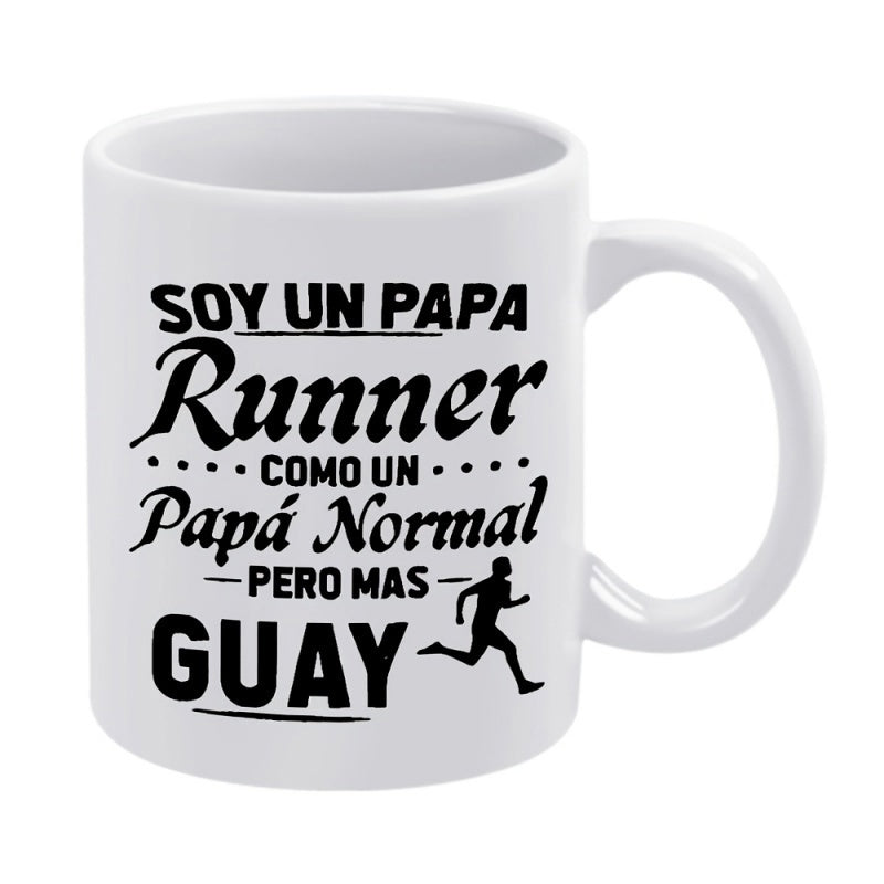 Tailorly White Ceramic 11 oz Mug - Athletic Silhouette Sprinting Through Open Space With Energetic Stride Runner