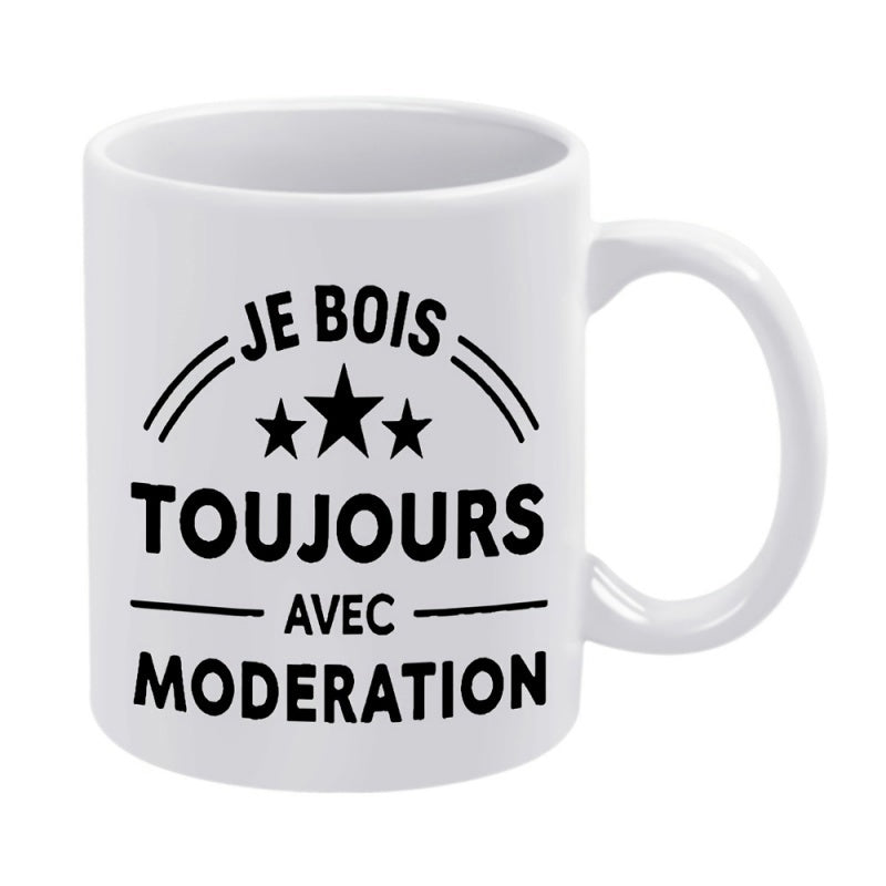 Tailorly White Ceramic 11 oz Mug - Minimalist White Ceramic Coffee Vessel Featuring Three Bold Black Stars Mug