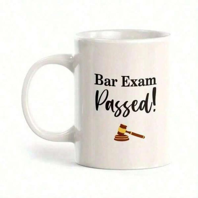 Tailorly White Ceramic 11 oz Mug - Bar Exam Passed Minimalist Wooden Gavel Icon Resting Below Bold Elegant Script Mug