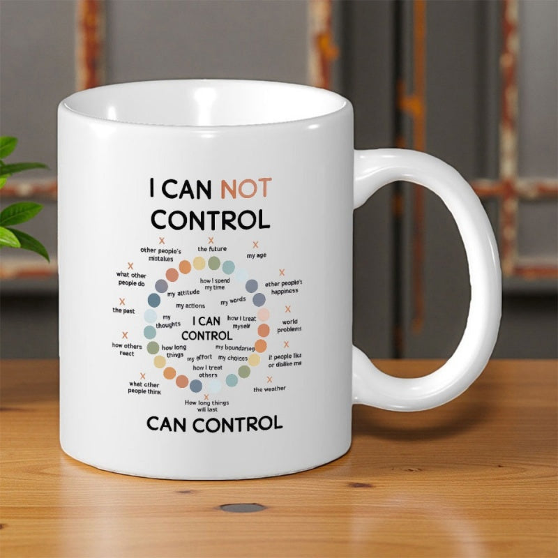 Tailorly White Ceramic 11 oz Mug - I Can Not Control I Can Control Colorful Circular Diagram With Dots Illustrating Personal Mindfulness Mug