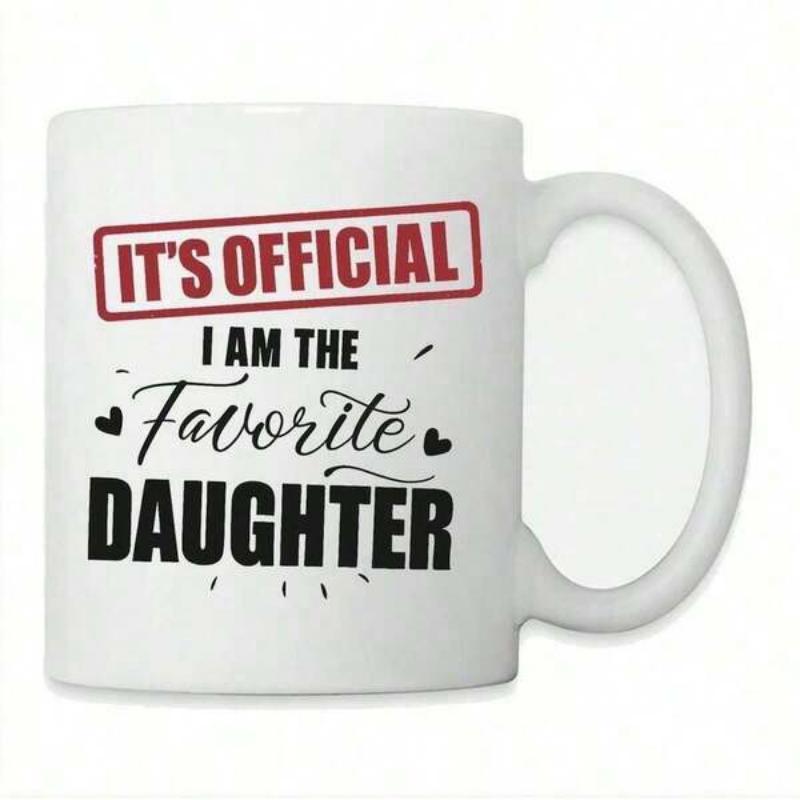 Tailorly White Ceramic 11 oz Mug - Its Official I Am The Favorite Daughter Minimalist Typography Design On Featuring Hearts And Stamp Mug